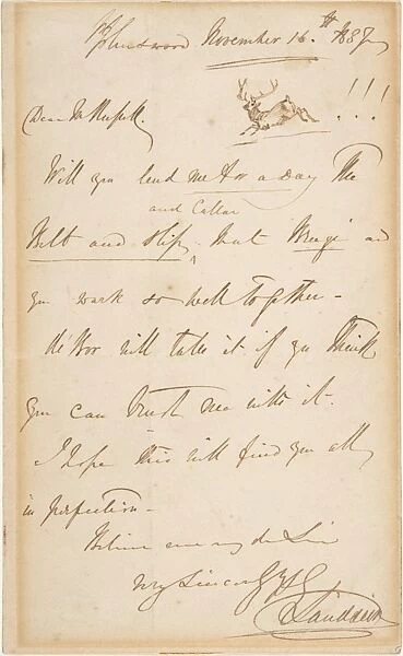 Letter 1837 Pen brown ink sheet 7 3  /  16 x 8 13  /  16