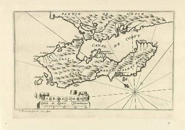 Map of the island of Corfu Greece, Jacob Peeters, 1690