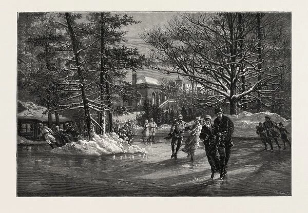 Ottawa, Government House, from Skating Pond, Canada, Nineteenth Century Engraving