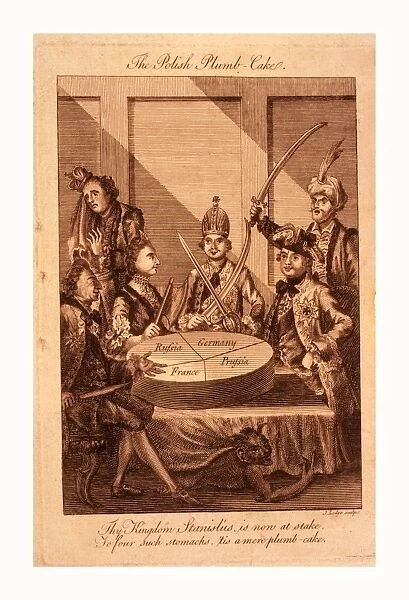The Polish plumb-cake, Lodge, John, -1796, engraving 1774, Leopold II and Frederick