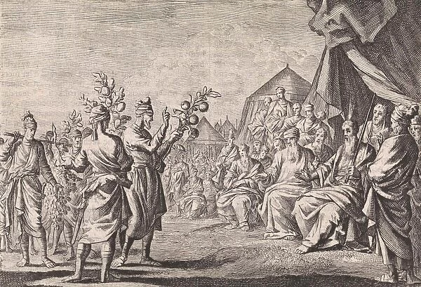 Return of the scouts from Canaan, Jan Luyken, Pieter Mortier, 1703 - 1762