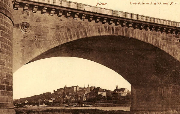 Schloss Sonnenstein Stadtbrücke Pirna 1915