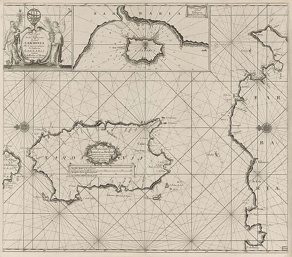 Sea chart of the island of Sardinia and part of the coast of North Africa, Anonymous