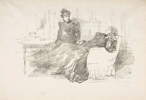 Sisters 1894 Transfer lithograph scraping drawn