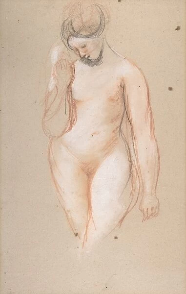 Standing Female Nude 1810-49 Red black chalk