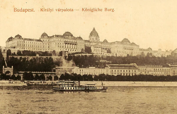 Steamships Hungary Views Buda Castle Danube River