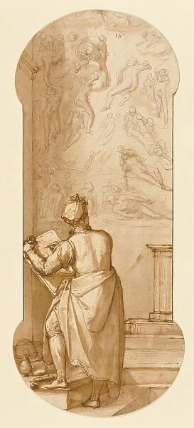 Taddeo in the Sistine Chapel Drawing Michelangelos Last Judgmen