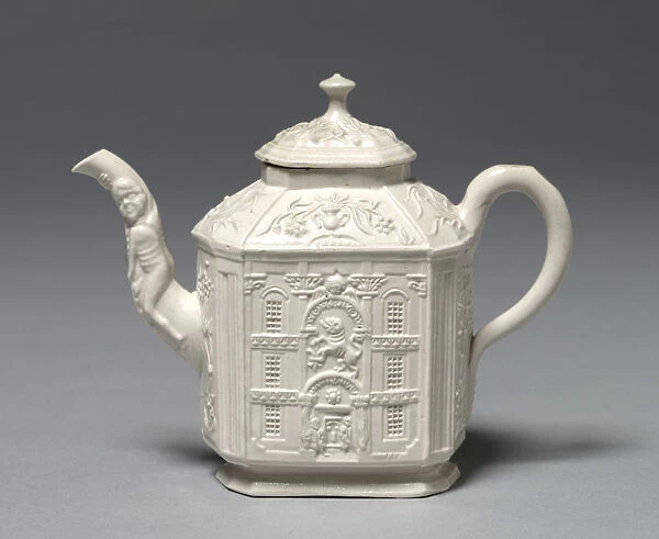 Teapot 1745 Staffordshire Factory British Salt-glaze earthenware