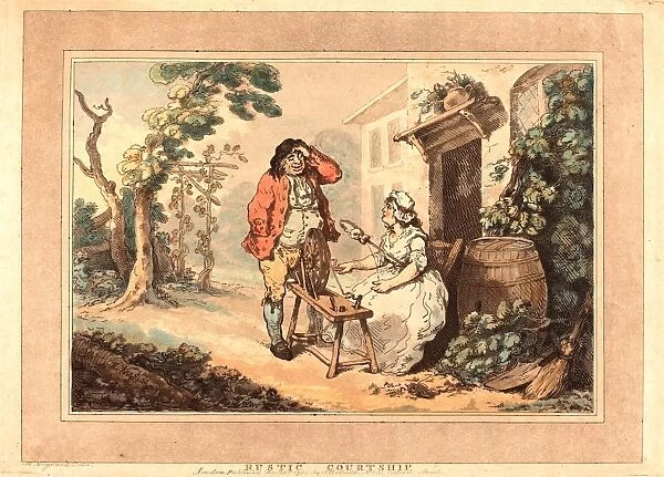 Thomas Rowlandson (British, 1756 - 1827 ), Rustic Courtship, 1785, hand-colored etching
