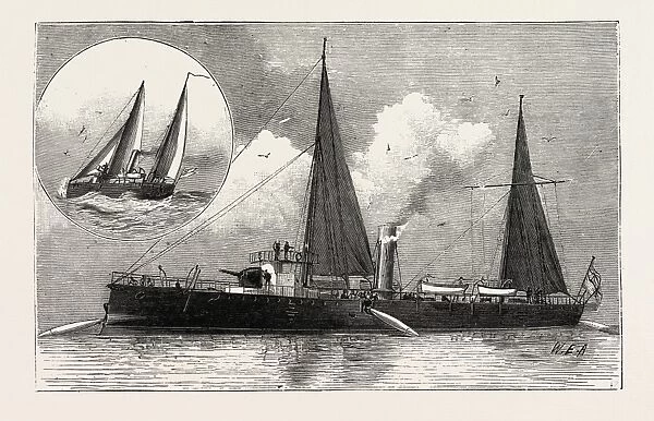 Torpedo Gun Boat, the Rattlesnake Launching Torpedoes, 1888 Engraving