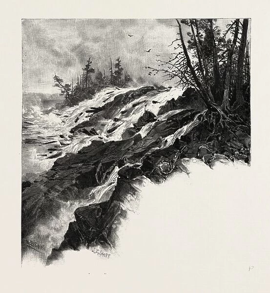 The Upper Ottawa, the Chats Falls, Canada, Nineteenth Century Engraving