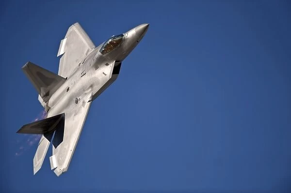 An F-22 Raptor aircraft performs during Aviation Nation 2010