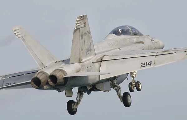 An F  /  A-18F Super Hornet taking off