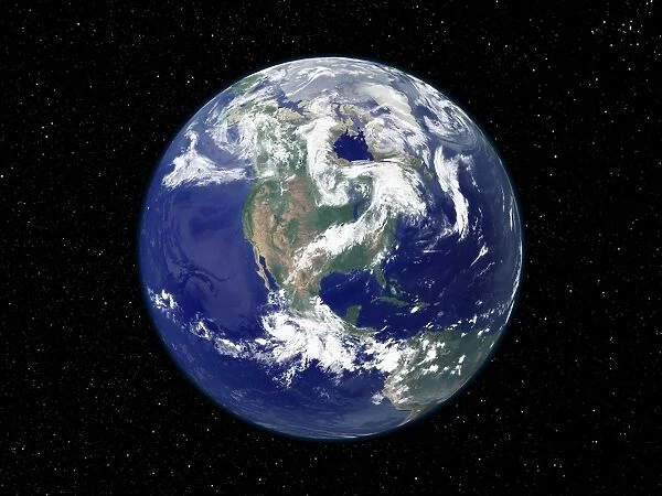 Fully lit Earth centered on North America