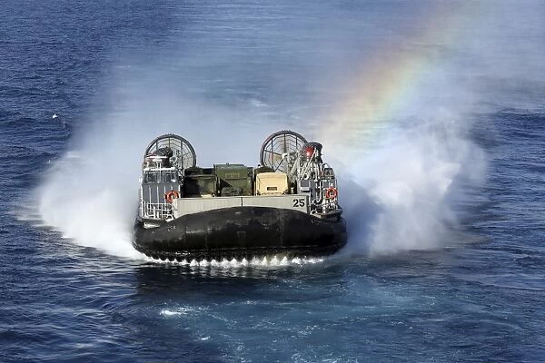 A landing craft air cushion transits the Atlantic Ocean