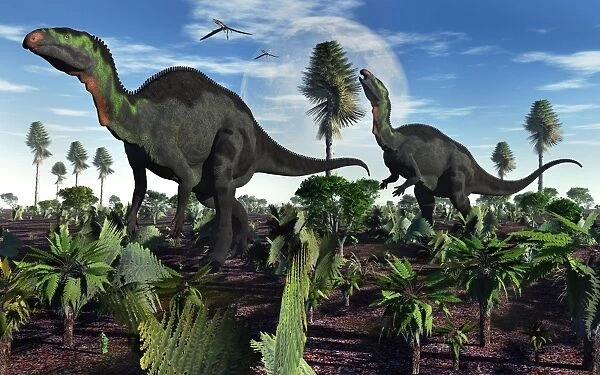 A pair of herbivorous Camptosaurus dinosaurs