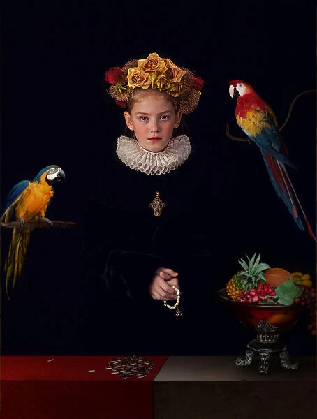 Portrait with Parrots or Prayer before a meal