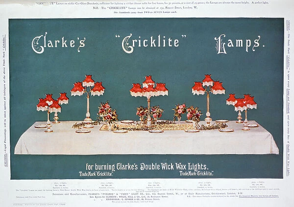 Advert for Clarkes Cricklite Lamps, 1899