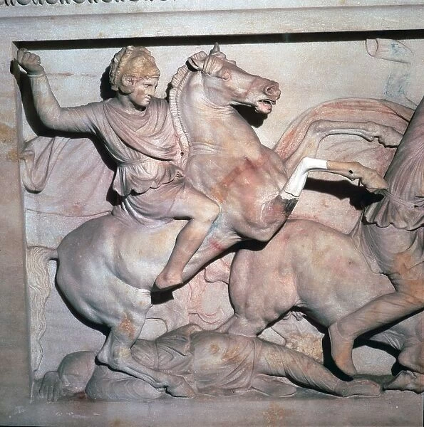 Alexander Sarcophagus, showing Alexander the Great in battle, 4th century