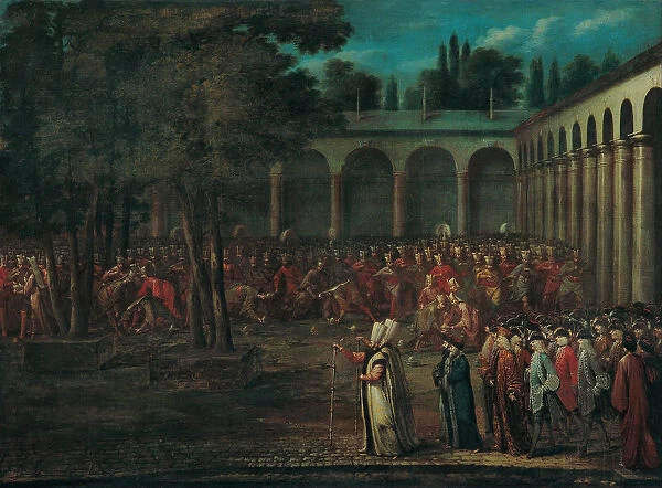 The Ambassadorial Delegation Passing through the Second Courtyard of the Topkapı Palace, 1720s. Artist: Vanmour (Van Mour), Jean-Baptiste (1671-1737)