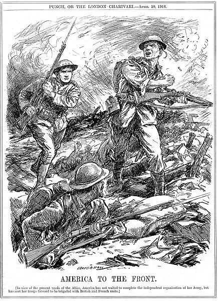 American reinforcements to aid the Allied troops before the main US Army arrived, World War 1, 1918. Artist: Leonard Raven-Hill