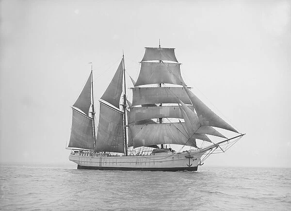 A barquentine rigged ship, 1913. Creator: Kirk & Sons of Cowes