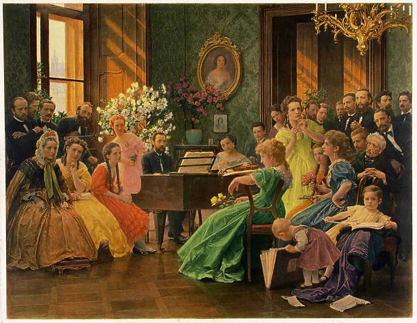 Bedrich Smetana in circle of friends in 1865, 1923. Creator: Dvorak, Franz (Frantisek) (1862-1927)