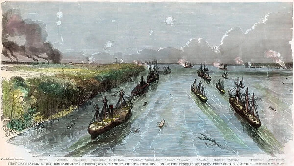 Bombardment of Forts Jackson and St Philip, Louisiana, American Civil War, April 1862
