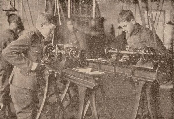 Boys of Bradfield College making shell parts, Berkshire, c1916 (1928)