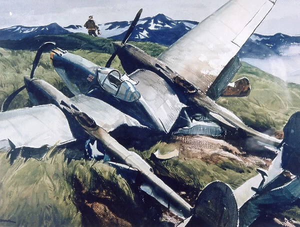 Crash Landing, Aleutians, 1943. Artist: Ogden Minton Pleissner