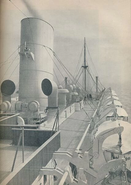 Top Deck of the Strathmore with modern lifeboats, 1936