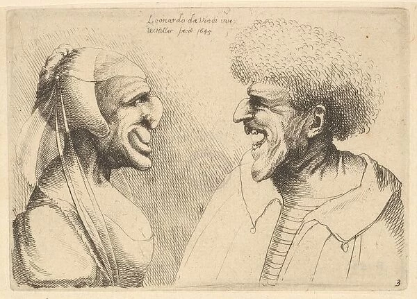 A deformed couple facing each other, 1645. Creator: Wenceslaus Hollar