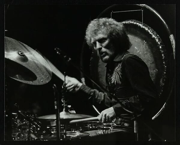 Drummer Ginger Baker performing at the Forum Theatre, Hatfield, Hertfordshire, 1980