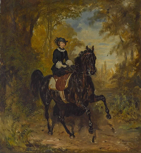 Empress Elisabeth of Austria on horseback. Creator: Adam, Franz (1815-1886)