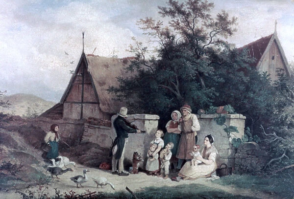 The Fiddler of the Village, 1845. Artist: Ludwig Richter
