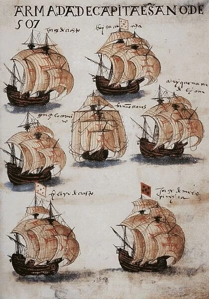 The fleet of Vasco da Gama in 1502. From Livro de Lisuarte de Abreu, c. 1565