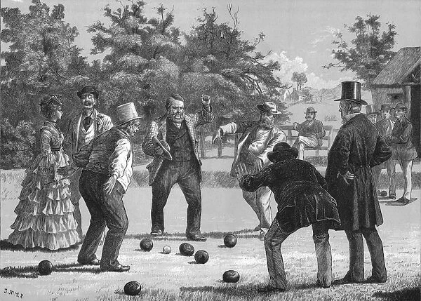 A Game at Bowls, 1872. Artist: J M L R