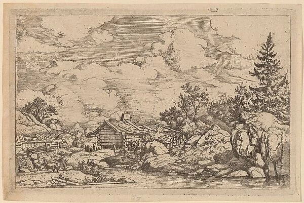 Three Goats at the River, probably c. 1645  /  1656. Creator: Allart van Everdingen