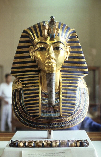 Gold and lapis lazuli funerary mask of Tutankhamun, King of Egypt, c1323 BC