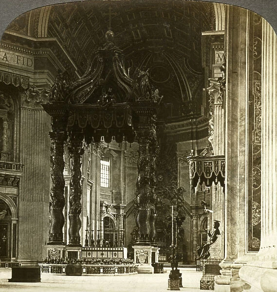 The great altar with its baldachin, St Peters Basilica, Rome, Italy. Artist: Underwood & Underwood
