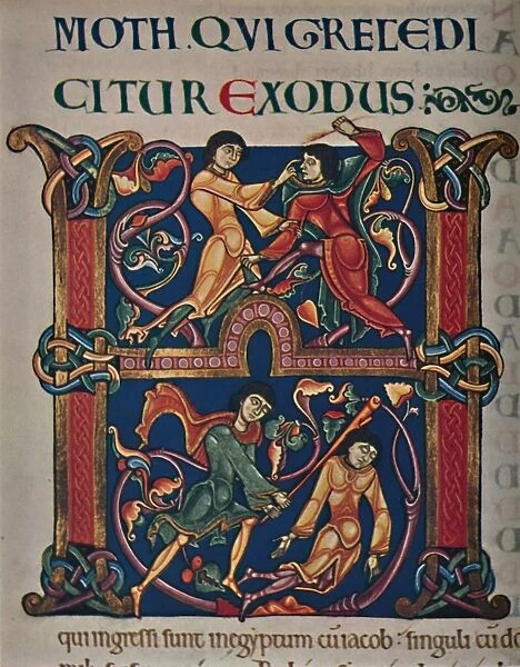 Initial from the Winchester Bible, c1150 AD, (c1950). Creator: Master of the Leaping Figures