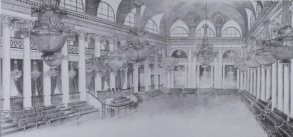 Interior of the Ballroom of the Assembly of the Nobility in Moscow, 1840s