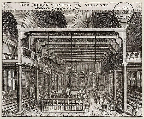 Interior of the Portuguese Synagogue in Amsterdam. Artist: Veenhuysen, Jan (active 1656-1685)