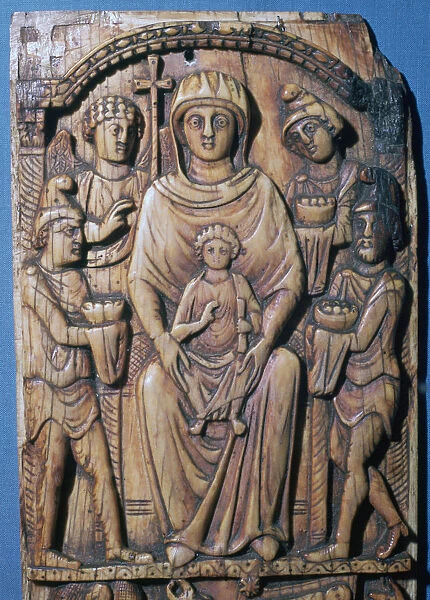 Ivory panel of the adoration of the magi, 6th century