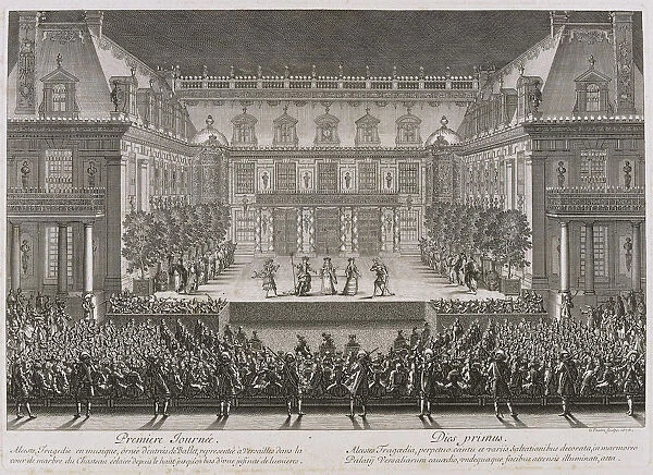 Jean-Baptiste Lullys opera Alceste being performed in the marble courtyard at the Palace of Versail Artist: Le Pautre, Jean (1618-1682)