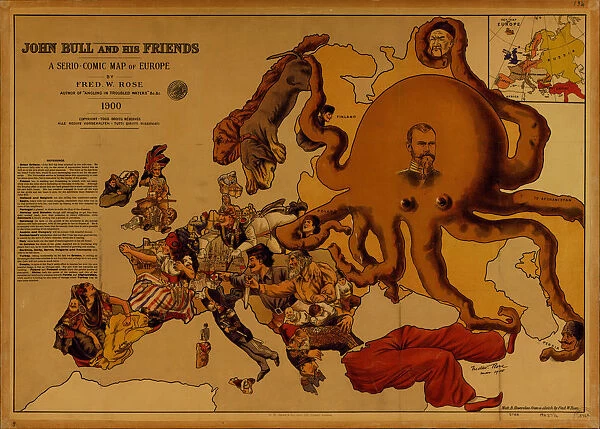 John Bull and his Friends. A Serio-Comic Map of Europe. Artist: Fred W. Rose (active End of 19th cen. )
