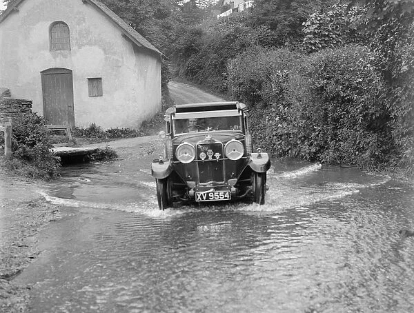 Kitty Brunell fording the River Exe in a Talbot 14  /  45 sportsmans coupe, Winsfors