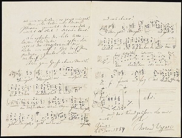 Letter to Carolyne Sayn-Wittgenstein including the closing measures of Das Rheingold, 1854