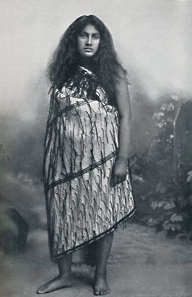 A Maori girl with matting dress, 1902