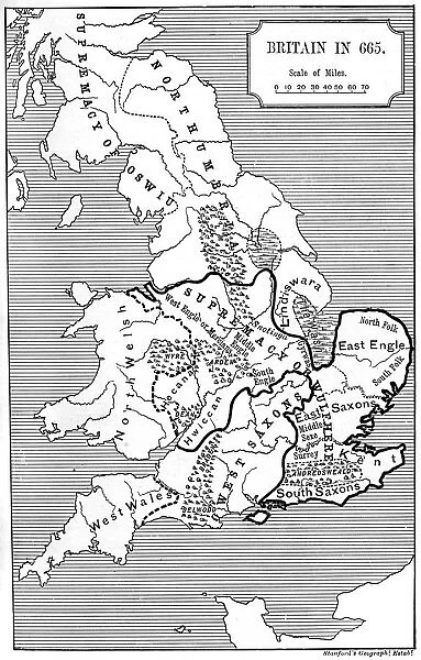 Map of Britain in 665, (1892)
